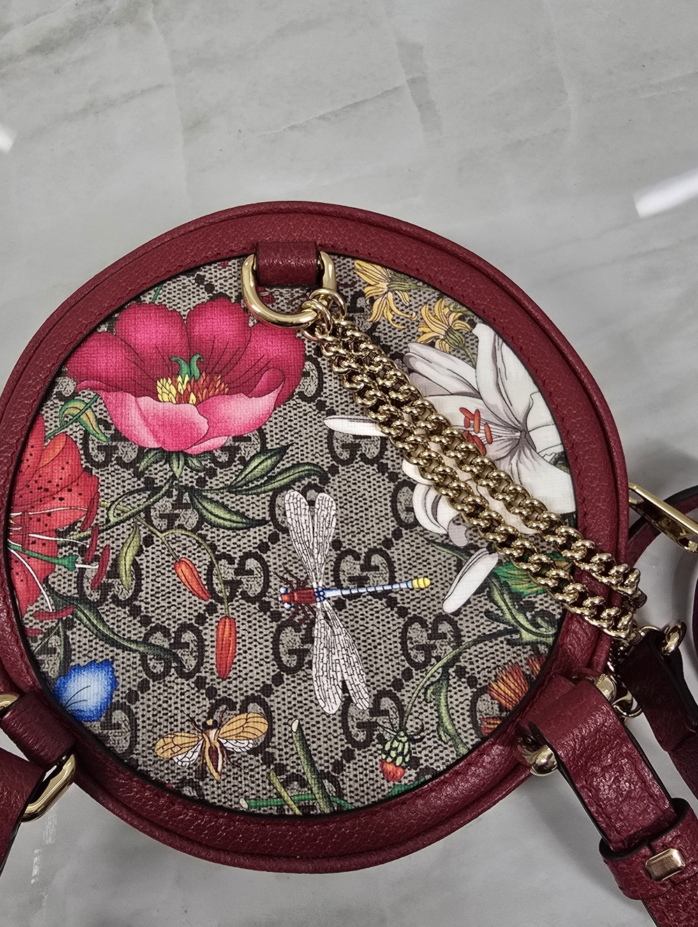Gucci Red Floral Round Crossbody Backpack - Picture 10 of 15